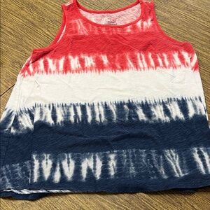 Sonoma Red and White Tie-Dye Tank Top